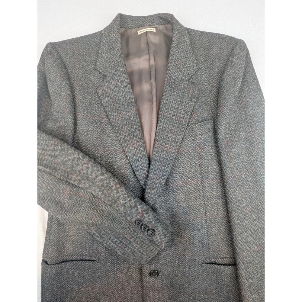 Barneys New York Bruno Piattelli Roma Mens 40R Gray Herringbone Blazer Italy